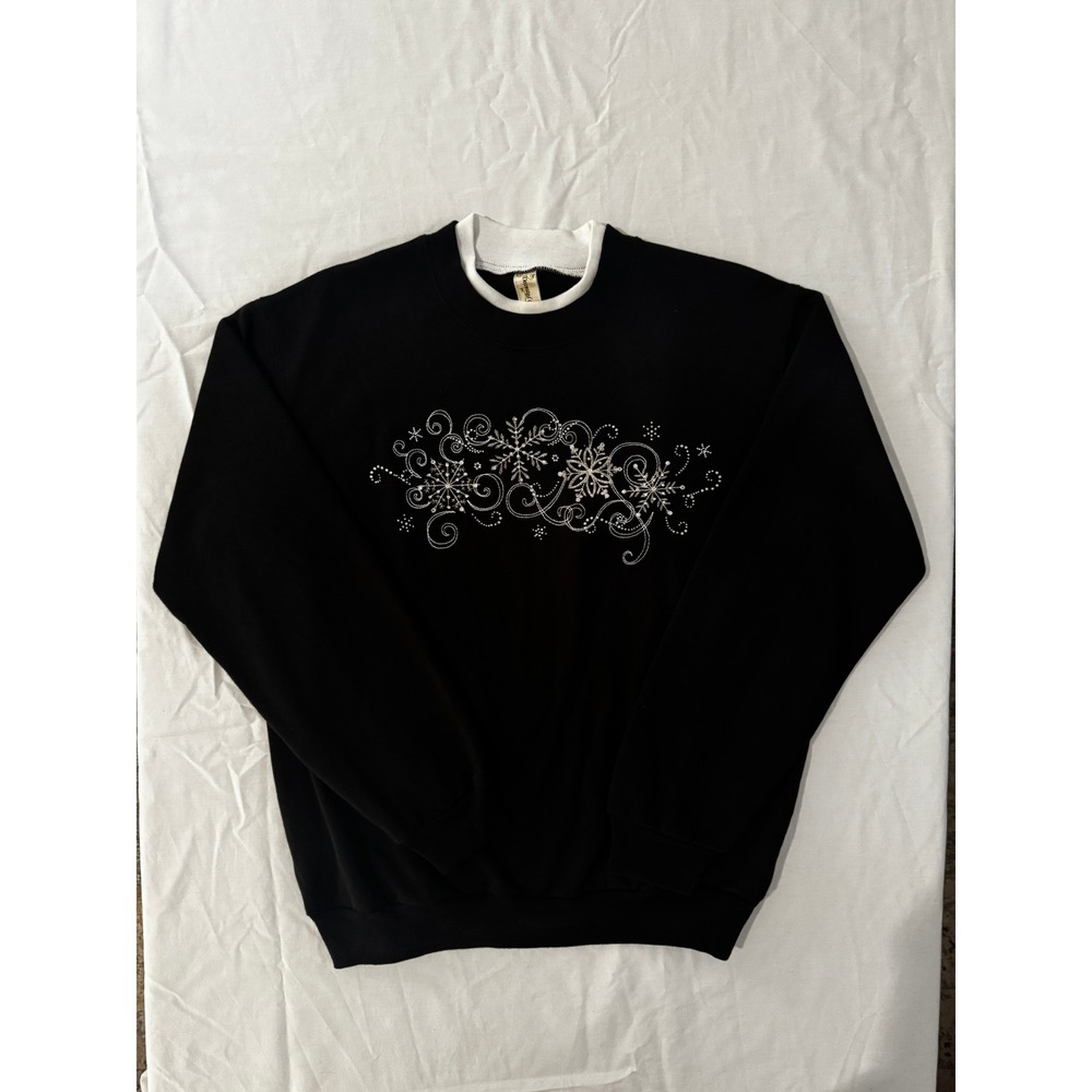 Vtg 90s Decorated Originals Snowflake Christmas Holiday Sweatshirt Medium